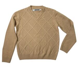 J Lindeberg Mens Sweater Cashmere Tan V Neck Lux Preppy Grandpa